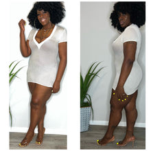 Load image into Gallery viewer, Cream V Neck Sheer Beach Dress Size L/XL
