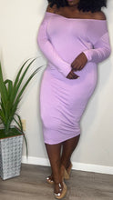 Load image into Gallery viewer, Lilac Jersey V Neck Long Sleeve Midi Dress (Size 22)
