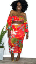 Load image into Gallery viewer, Floral Print Off Shoulder Crop Top &amp; Skirt (1X-14)
