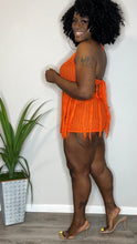 Load image into Gallery viewer, Orange Halter Fringed 2pc Short Set XL
