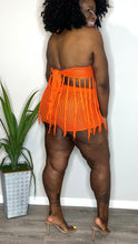 Load image into Gallery viewer, Orange Halter Fringed 2pc Short Set XL
