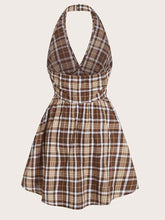Load image into Gallery viewer, Plaid Print Halter Dress 2X
