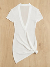 Load image into Gallery viewer, Cream V Neck Sheer Beach Dress Size L/XL
