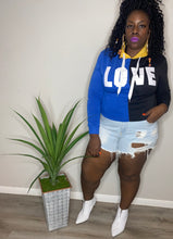 Load image into Gallery viewer, LOVE COLOR BLOCK CROP HOODIE (2X)
