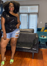 Load image into Gallery viewer, One Shoulder Sequin Top (Fits up to 3X)
